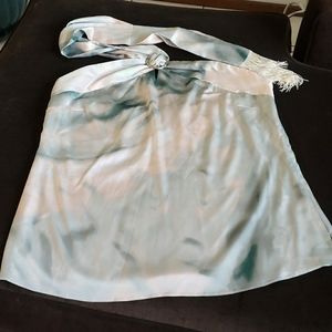 White House Black Market Halter tie dye abalone top w scarf tie Size XL